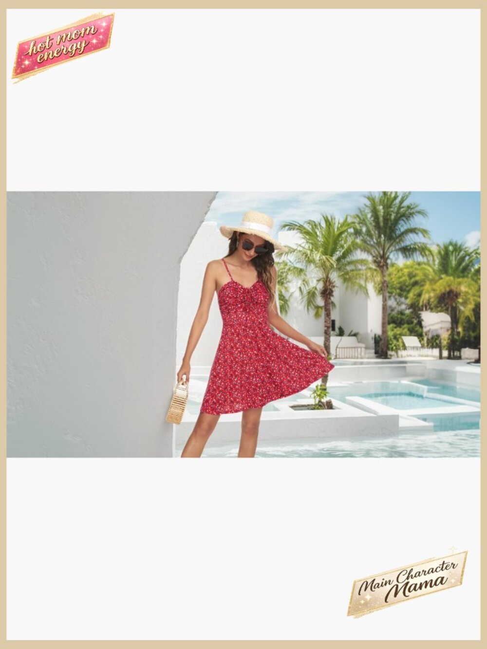 Spaghetti Strap Floral Mini Dress Ruched Front Drawstring Swing Boho Sundress - Picture 7 of 7